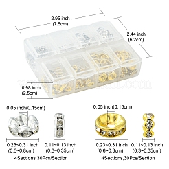 240 Stück 8 Stile Eisen & Messing Strass Zwischenperlen&nbsp;FIND-FS0001-34