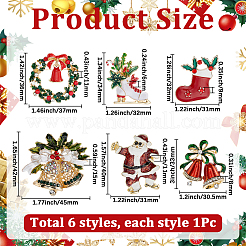 6 stücke 6 arten weihnachten thema goldene zink-legierung mit strass broschen&nbsp;JEWB-SP0001-08
