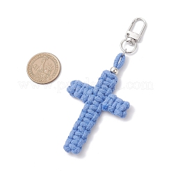 Kreuz Baumwollfäden Anhänger Dekorationen&nbsp;HJEW-TA00398-02