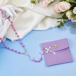 Imitation runde Perle mit Rosenkranzperlenketten aus Harzblumen&nbsp;NJEW-DC0001-23A