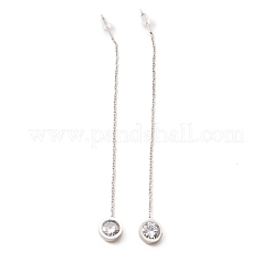 Boucles d'oreilles pendantes rondes plates à strass en cristal&nbsp;EJEW-A067-06P