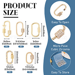 5 Stück 5 Stile Messing Micro Pave klare Zirkonia Schraubkarabiner Verschluss Charms&nbsp;KK-TA0008-19