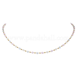 Collane a catena con perline di vetro sfaccettato rondelle fatte a mano&nbsp;NJEW-JN05744-02