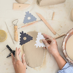 3 set di 3 utensili per la rifinitura della ceramica in plastica tutto in uno&nbsp;CELT-UN0001-07