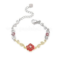 Bracelets à maillons en laiton micro pavé en oxyde de zirconium transparent pour femmes&nbsp;BJEW-C156-05GP