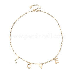 Parola amore 304 acciaio inossidabile ciondoli collane bavaglino con catene in ottone graffetta&nbsp;NJEW-JN04534