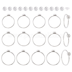 18 Stück 304 Edelstahl-Fingerring-Strass-Einstellungen&nbsp;STAS-TA0005-86P