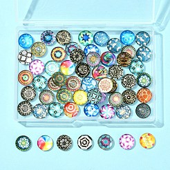 60 Stück bedruckte halbrunde Glas-Cabochons&nbsp;GGLA-FS0001-14