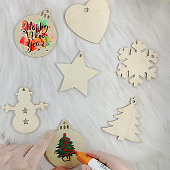 11 Stil unfertige Weihnachtsanhängerdekoration aus Holz&nbsp;HJEW-WR0001-06