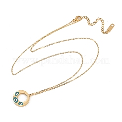Collar con colgante de anillo de mal de ojo esmaltado de acero inoxidable 304 para mujer&nbsp;NJEW-G176-04G