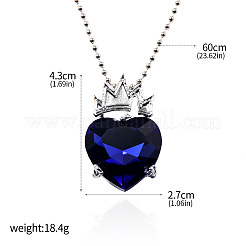 Colliers en alliage avec pendentif en forme de cœur et couronne en strass&nbsp;FS-WGC3330-02