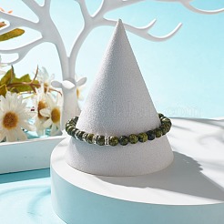 Bracciale elasticizzato con perline rotonde con pietre preziose da donna&nbsp;BJEW-JB07713