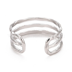 Bague manchette ouverte triple ligne en acier inoxydable 304 anti-ternissement pour femme&nbsp;X-RJEW-C025-12P