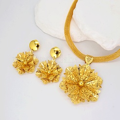 Eleganti orecchini a bottone vintage casual in ottone con fiori e collane pendenti per le donne&nbsp;IB9280