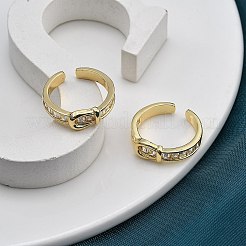 Gestellplattierung Messing Mikropflaster klare Zirkonia Manschettenfingerringe für Frauen&nbsp;RJEW-M028-40G