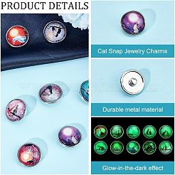 2 ensemble de boutons-pression lumineux plats et ronds en laiton avec chat et arbre&nbsp;FIND-NB0003-25