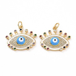 Pendenti in zirconi cubici colorati in micro pavè di ottone&nbsp;KK-E068-VF019