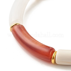 Braccialetto elasticizzato con perline in tubo curvo acrilico con pietra preziosa imitazione&nbsp;BJEW-JB07953
