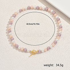 Eleganti collane in metallo con perle di vetro rotonde per le donne&nbsp;DC4506