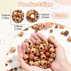 200pcs 8 styles de perles de bois imprimées&nbsp;WOOD-YW0001-26
