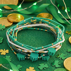 10 Stück St. Patrick's Day Stretch-Armband aus Harz und Glasperlen&nbsp;CW0508