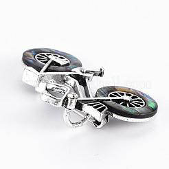 Brosche aus natürlicher Abalone-Muschel/Paua-Muschel in Fahrradform&nbsp;G-N333-010B-RS