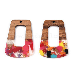 Pendentifs en résine transparente et bois de noyer&nbsp;RESI-TAC0017-72-A07