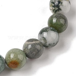Bracelets de perles tressées en agate d'arbre naturelle ronde de 8 mm&nbsp;BJEW-C067-01B-01