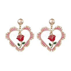 Boucles d'oreilles pendantes en forme de fleur de fer&nbsp;EJEW-MZ00404-03