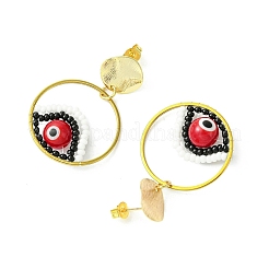 Pendientes colgantes de cuentas de vidrio hechos a mano con forma de ojo malvado&nbsp;EJEW-MZ00371-02