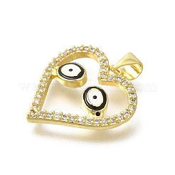Pendentifs en émail de zircone cubique transparente en laiton micro pavé&nbsp;KK-M297-16G