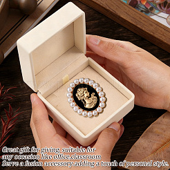 Clips ovales en alliage émail et perles de plastique&nbsp;AJEW-WH20130-221B-02
