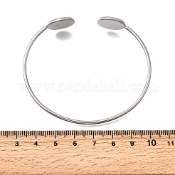 Bases de bracelets vierges en acier inoxydable 304 avec plateaux ronds plats&nbsp;STAS-D381-01B-P
