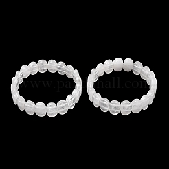 Braccialetti elastici con perline sfaccettate in cristallo di quarzo naturale per donna&nbsp;BJEW-K251-07T