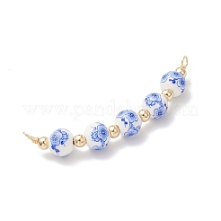 5 Stück 5 Farben Blumen bedruckt Porzellan runde Perlen Verbinder Charms&nbsp;PALLOY-JF04161