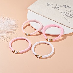 Set di braccialetti elastici da surfista heishi in argilla polimerica fatti a mano a 4 colori&nbsp;BJEW-JB07753-01
