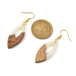Boucles d'oreilles pendantes en résine bicolore et bois de noyer&nbsp;EJEW-JE05504-03