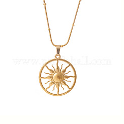 Collane con ciondolo a forma di sole in acciaio inossidabile 304 per donna&nbsp;WG60B9D-01