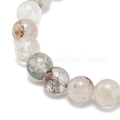 Bracelet extensible de perles rondes en quartz lodolite vert naturel / quartz de jardin&nbsp;BJEW-JB08919-02