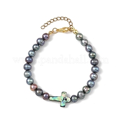 Bracelets ronds en perles de culture d'eau douce naturelles teintées&nbsp;BJEW-JB14274
