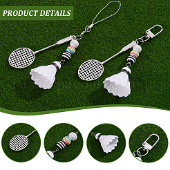 2 Stück Anhängerdekoration in Form eines Badmintonschlägers aus Legierung&nbsp;AJEW-BM0001-21