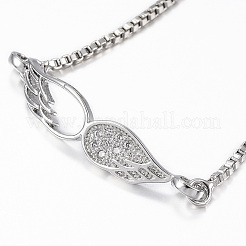 Verstellbare messing micro pave zirkonia schieberarmbänder&nbsp;BJEW-E317-17