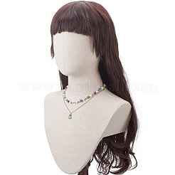 Schmuckset aus natürlichen Perlen und bösem Blick mit Bärenanhänger&nbsp;SJEW-TA00004