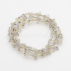 2-Loch galvanisieren Glasperle oval Stränge&nbsp;EGLA-J074-PL03