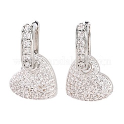 Orecchini pendenti a cerchio in ottone con micro pavé di zirconi cubici trasparenti&nbsp;EJEW-G471-30D-P
