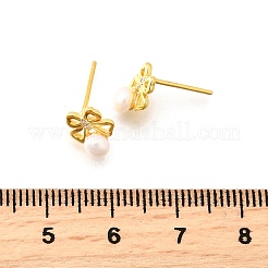 925 Ohrstecker aus Sterlingsilber mit klarer Zirkonia-Schleife&nbsp;EJEW-L300-11G