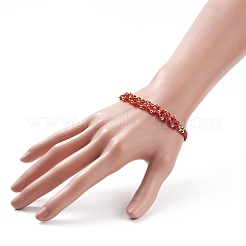 Glasgeflochtenes Blumengliedarmband für Frauen&nbsp;BJEW-TA00130-03