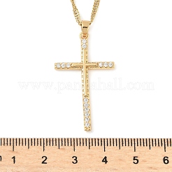 Halsketten mit Anhänger aus 304 Edelstahl mit Mikropflaster und klarem Zirkonia für Damen&nbsp;NJEW-U047-01A-G