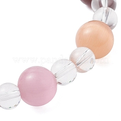 4 bracelet extensible à perles rondes en œil de chat&nbsp;BJEW-JB12246
