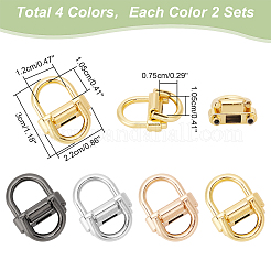 8 ensemble de 4 fermoirs de suspension à double anneau en D en alliage de couleurs&nbsp;FIND-WR0009-70